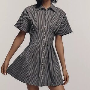 NEW WITH TAGS: Anthropologie Tobie Mini Shirt Dress by Exquise — Size M | B&W